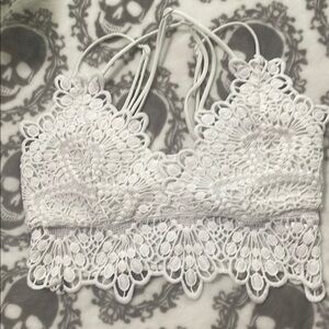 Free People White Lace Crop Top